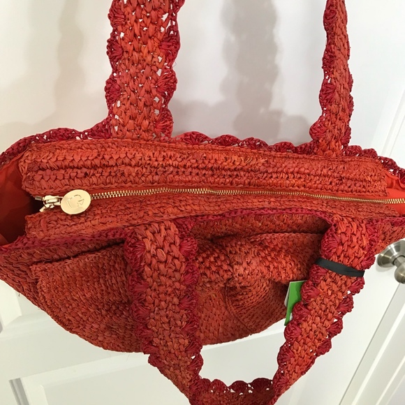 Kate Spade New York x Target Red Raffia Bow Tote Bag NWT - Picture 4 of 11